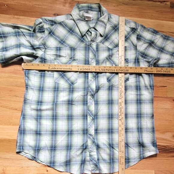 Wrangler Wrancher Plaid Pearl Button Button Up Western Top XL - Picture 6 of 6
